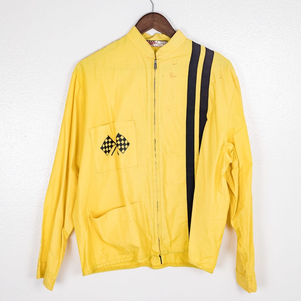 Vintage 60's Yellow and Black Zip-up Racing Jacket Midas